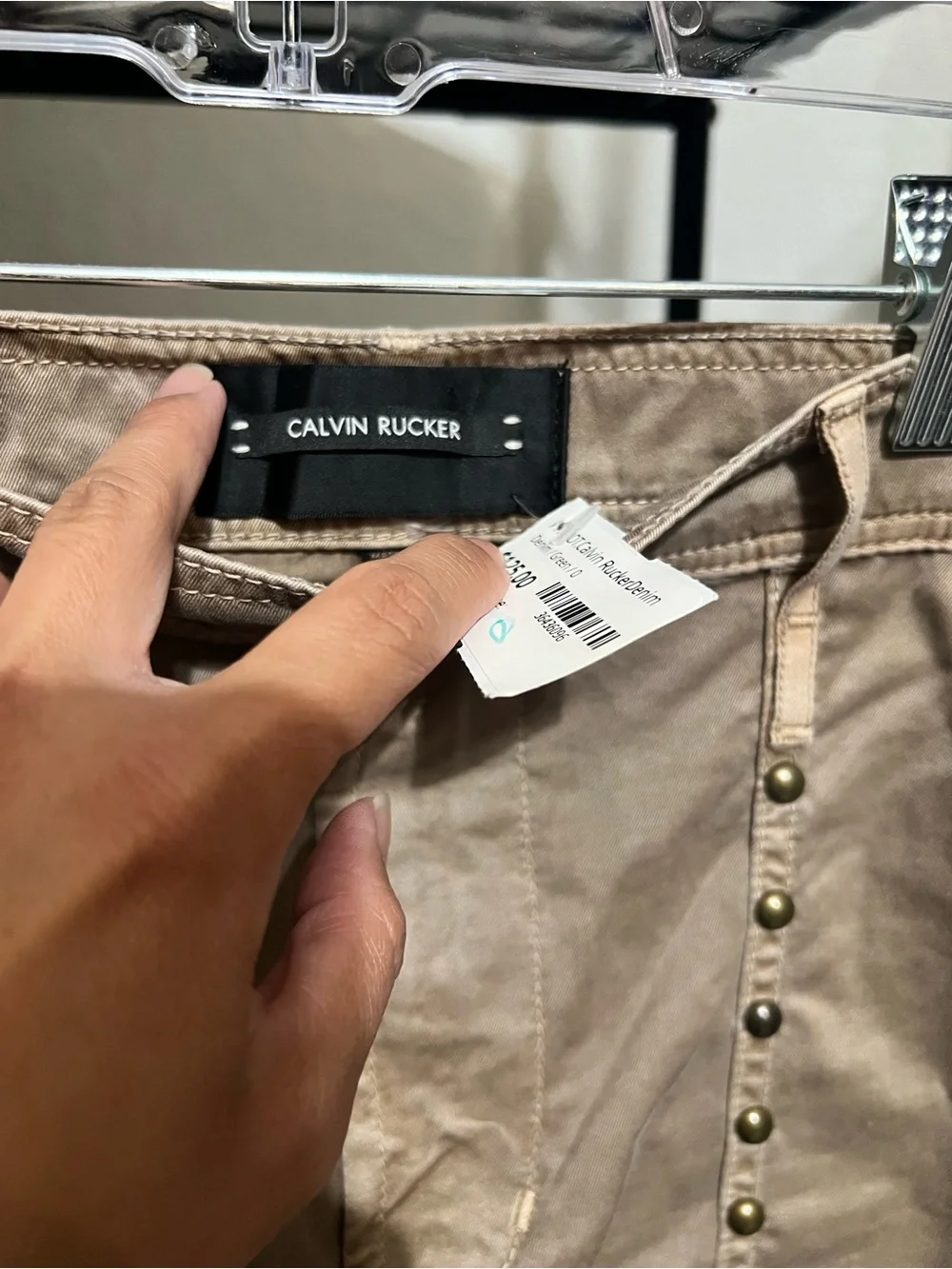 NWT Calvin Rucker Tan Studded Pants